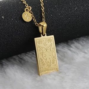 18k Gold Capricorn Necklace • Dainty Tag Pendant Necklace • Spiritual • Zodiac